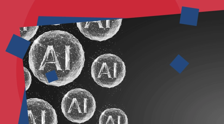 Abstract image of AI icons and technology interface, symbolising artificial intelligence integration in business.