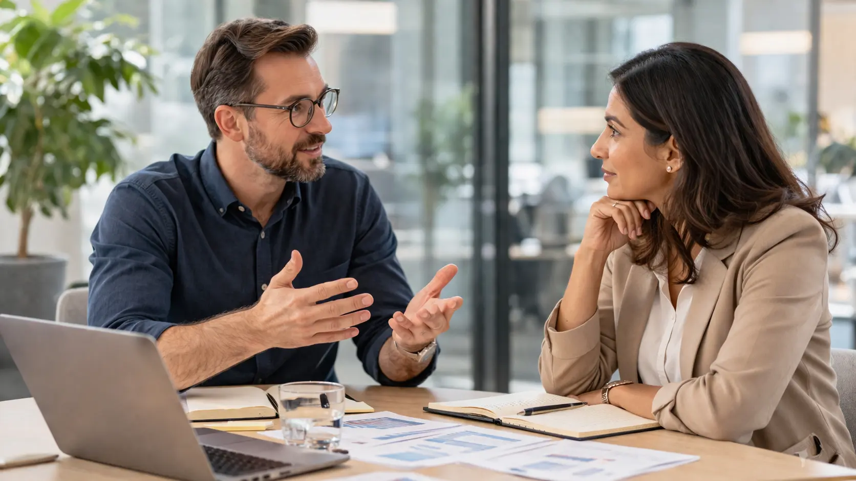Business meeting between two people.
