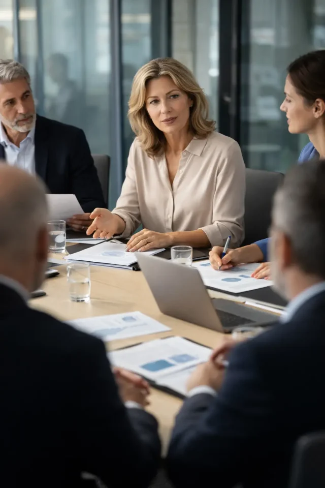Business meeting with diverse people.