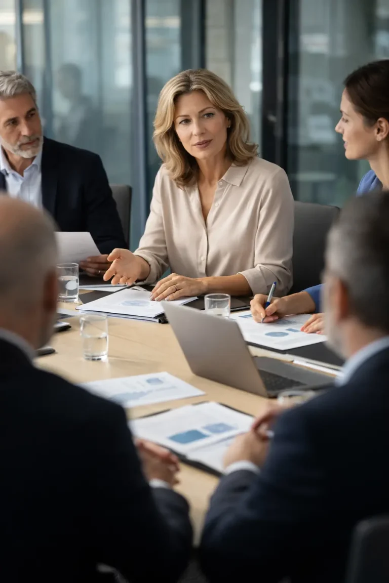 Business meeting with diverse people.